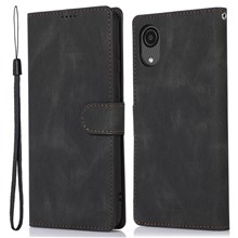 Supporting Stand PU Leather Wallet Case Magnetic Shockproof Cover with Wrist Strap for Samsung Galaxy A03 Core - Black