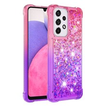 LE3 Series Gradient Glittering Sequins Quicksand TPU Cover Shell Dynamic Fun Phone Case for Samsung Galaxy A33 5G - Pink/Purple