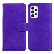 PU Leather + TPU Folio Flip Phone Case Solid Color Anti-scratch Shell with Stand Wallet for Samsung Galaxy A53 5G - Purple