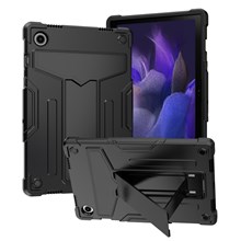 Foldable T-shaped Tablet Case with Kickstand PC Silicone Shockproof Protector Cover for Samsung Galaxy Tab A8 10.5 (2021) / A8 10.5 (2022) - Black