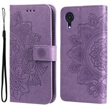 Mandala Flower Imprinted Anti-drop Shockproof Wallet Stand Leather Phone Case for Samsung Galaxy A03 Core - Purple