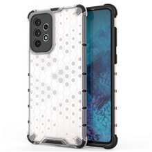 For Samsung Galaxy A73 5G Honeycomb Textured Well-protected TPU + PC Phone Case Cover - Grey