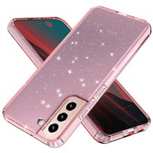 For Samsung Galaxy S22+ 5G GW18 Glittery Sequins Anti-scratch Flexible TPU Phone Case Cover - Tranperent Pink