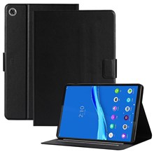For Samsung Galaxy Tab A8 10.5 (2021) / A8 10.5 (2022) X205 / X200 Solid Color Stand Leather Tablet Case Card Holder Full Protection Cover - Black