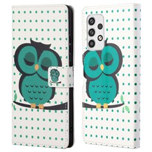 Pattern Printing Leather Case for Samsung Galaxy A23 5G, Wallet Stand Magnetic Clasp Phone Cover - Green Owl