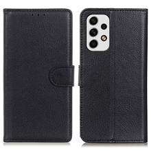 For Samsung Galaxy A23 4G / 5G Litchi Texture PU Leather Magnetic Clasp Stand Case Wallet Flip Phone Case - Black