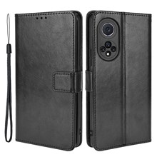 Crazy Horse Texture PU Leather Anti-drop Wallet Stand Design Phone Case Shell for Huawei nova 9 - Black