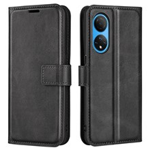 For Honor X7 Square Magnetic Clasp Textured PU Leather Cover Anti-drop Flip Stand Wallet Phone Case - Black