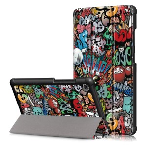 Patterned Tri-fold Stand Leather Smart Protective Tablet Case for  Lenovo Tab M7 (2nd Gen) TB-7305F / (3rd Gen) - Cartoon Pattern