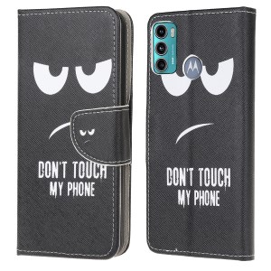 Cross Texture Pattern Printing Leather Wallet Stand Phone Case Shell for Motorola Moto G60/G40 Fusion - Eyes