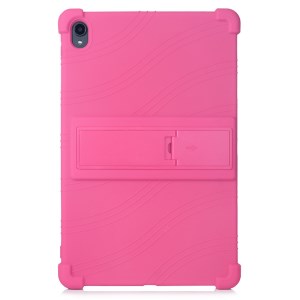 Slide-Out Kickstand Design Multi-Color Silicone Tablet Cover Case for Lenovo Tab P11 / P11 5G 11 inch TB-J606F / J606X - Rose