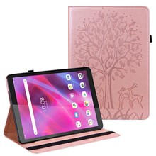 Imprint Tree and Deer Pattern All-Protection Leather Stand Tablet Cover for Lenovo Tab P11 TB-J606F / Tab P11 5G - Rose Gold