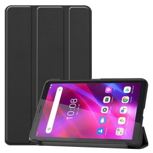 Tri-fold Stand PU Leather Tablet Well-protected Case Cover for  Lenovo Tab M7 (2nd Gen) / (3rd Gen) - Black