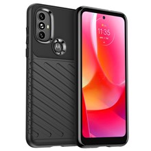 Thunder Series Drop Protection Twill Texture Thickened TPU Shockproof Phone Cover for Motorola Moto G Power (2022) / G Play (2023) 4G - Black
