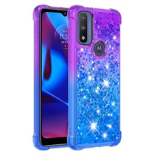 LE3 Series Gradient Quicksand Glitter Flowing Liquid TPU Phone Case for Motorola Moto G Power (2022) / G Pure - Purple/Blue