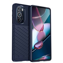 For Motorola Edge 30 Pro Thunder Series Twill Texture Thickened Anti-fall Protection TPU Case Phone Cover - Blue