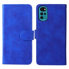 For Motorola Moto G22 / Moto E32s 4G Skin-Touch Feeling Flip Phone Case PU Leather Wallet Stand Magnetic Closure Protective Cover - Blue
