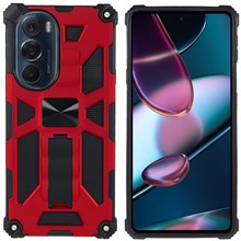 For Motorola Edge 30 Pro (Motorola Edge+ (2022))/Edge X30 PC TPU Combo Armor Cell Phone Case Wear-resistant Drop-proof Kickstand Hybrid Shell - Red