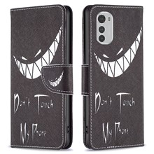 For Motorola Moto E32 4G Phone Case Pattern Printing PU Leather Wallet Stand Cover - Don't Touch My Phone