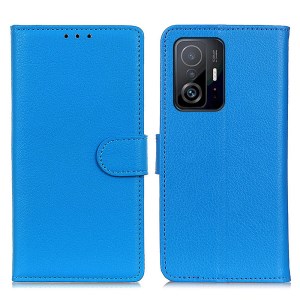 Classic Litchi Texture Anti-Drop Anti-Shock Wallet Stand Leather Phone Case Cover for Xiaomi 11T/11T Pro - Blue