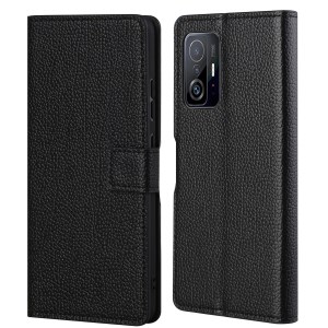 Litchi Skin Stand Leather Wallet Case Magnetic Clasp Cell Phone Protector Shell for Xiaomi 11T / 11T Pro