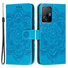 Imprint Mandala Flower Stand Leather Case Cover for Xiaomi 11T / Xiaomi 11T Pro - Blue
