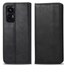 Fall Proof Retro Style Imprinted Leather Cover + TPU Inner Case Wallet Stand Phone Cover Shell for Xiaomi 12 5G/12X 5G/12S 5G - Black