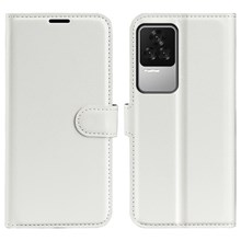 For Xiaomi Redmi K50 Pro/K50 PU Leather Phone Case Wallet Stand Litchi Texture Cellphone Shell - White