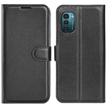 For Nokia G11/G21 PU Leather Stand Phone Cover Anti-drop Protection Litchi Texture Wallet Case - Black