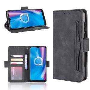 Wallet Leather Stand Case for Alcatel 1SE (2020) - Black