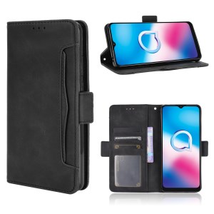 Multiple Card Slots Wallet Case Stand Leather Shell for Alcatel 3X (2020) - Black
