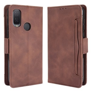 Wallet Design Multiple Card Slots Stand Leather Phone Case for Alcatel 1L (2021) - Brown