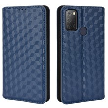 Full Protection PU Leather + TPU Phone Case Imprinting 3D Rhombus Magnetic Closure Mobile Cover for Alcatel 1S (2021)/Alcatel 3L (2021)/TCL 20Y/6125F/TCL 20E - Blue