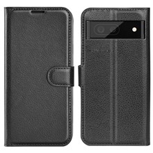 For Google Pixel 7 5G PU Leather Phone Case Wallet Stand Litchi Texture Full Protection Shell - Black