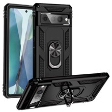 For Google Pixel 7 Pro 5G Phone Case, Bump Proof Hard PC Soft TPU Protective Cover Kickstand - Black