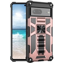 For Google Pixel 7 5G Phone Case Shockproof Anti-Drop Inner TPU + Hard PC Back Shell with Kickstand - Rose Gold