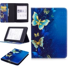 Pattern Printing Leather Wallet Flip Shell for Amazon Kindle Paperwhite 3/2/1 - Elegant Butterflies