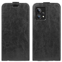 Vertical Flip PU Leather Phone Case for Realme 9 Pro+, Crazy Horse Texture Card Holder Protective Shell - Black