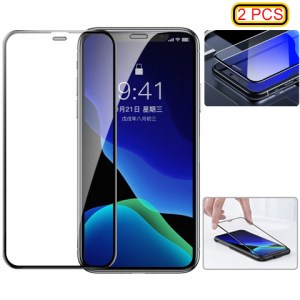 BASEUS for iPhone iPhone 11 Pro 5.8 inch (2019) /XS/X 2 PCS 0.3mm Ultra Thin Anti-dirt Curved Tempered Glass Film+Installation Tool