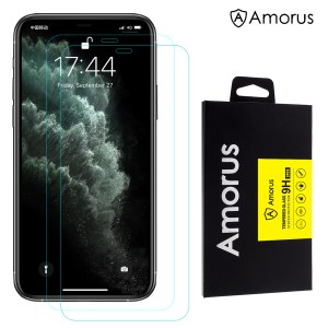 AMORUS 2Pcs 0.26mm 2.5D Arc Edge 9H Tempered Glass Screen Protector Films for iPhone 11 Pro Max 6.5 inch (2019) / XS Max 6.5 inch