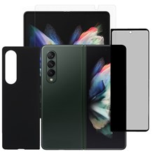 Anti-peep Full Glue Tempered Glass Front Screen Protector + Full Glue Clear TPU Film + Full Glue Glass Phone Back Protector for Samsung Galaxy Z Fold3 5G