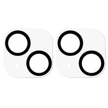 For iPhone 14 6.1 inch / 14 Plus 6.7 inch 2Pcs / Pack Silk Printing Camera Lens Protector High Clarify 3D Arc Edge Tempered Glass Night Circle Camera Screen Protector Cover