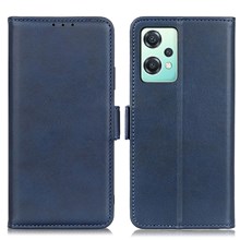 For OnePlus Nord CE 2 Lite 5G Anti-drop Textured Leather Phone Cover Flip Folio Wallet Case Dual Magnetic Clasps Protective Folding Stand Cover - Blue