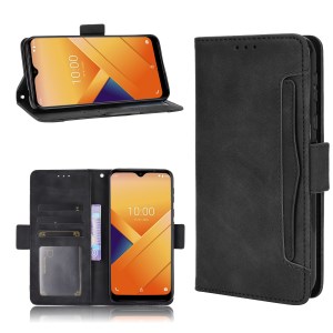 Multiple Card Slots Leather Wallet Mobile Phone Case for Wiko Y81 - Black