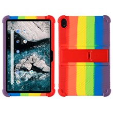 Flexible Silicone Tablet Shell for Nokia T20 Cover with Foldable Supporting Kickstand - Multi-color