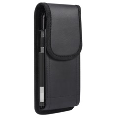 Litchi Texture PU Leather Pouch for 6.2-6.5" Mobile Phones Vertical Belt Bag with Magnetic Closure