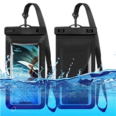 Waterproof Pouch Bag for 7.5" Cellphone IPX8 Floating PVC Clear Phone Dry Case with Card Holder - Black
