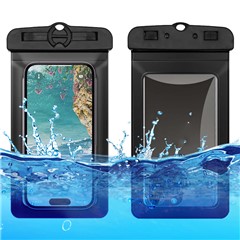 IPX8 Waterproof Phone Pouch Dual Locks Phone Holder PVC Clear Cellphone Dry Bag for Phone within 6.5'' - Black