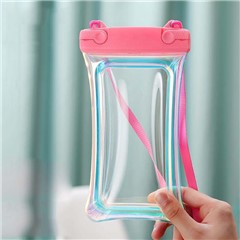 Laser Transparent Phone Pouch Floating Airbag Design IPX8 Waterproof Case Dry Bag with Lanyard - Pink