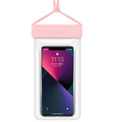 Transparent TPU IPX8 Waterproof Phone Pouch Touch Screen Diving Phone Bag for Cellphones within 7.2" - Pink